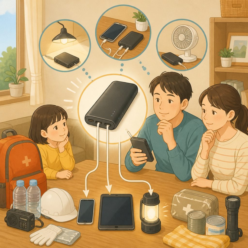 防災用モバイルバッテリーの選び方|容量と充電回数の目安のイメージイラスト
