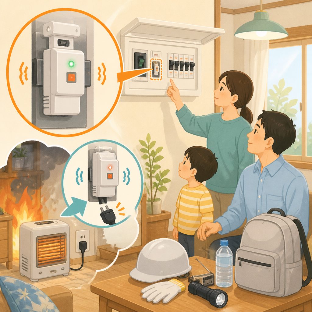 感震ブレーカーとは?通電火災を防ぐ補助金の探し方のイメージイラスト