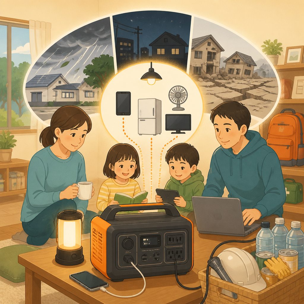 ポータブル電源は防災に必要?費用と容量で考える損得のイメージイラスト