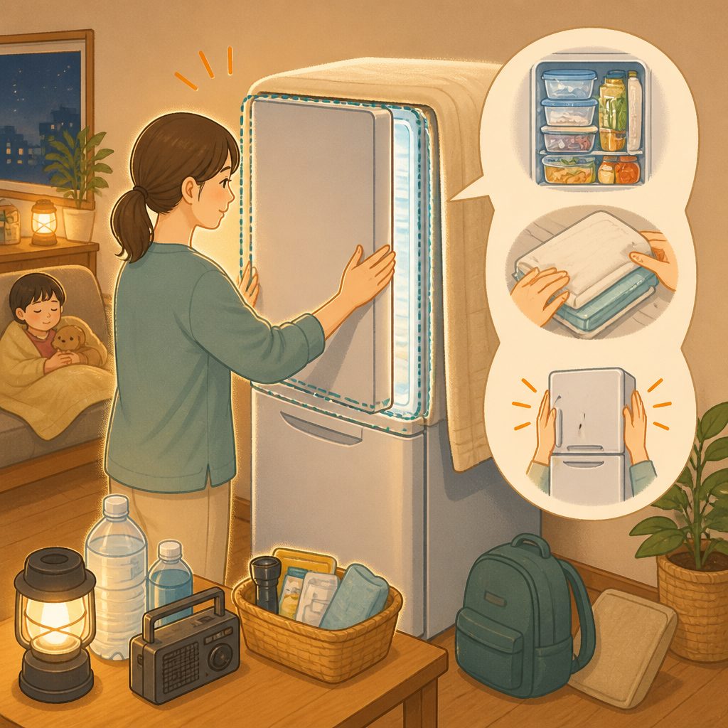 停電したら冷蔵庫は何時間もつ?開けずに守る保冷のコツのイメージイラスト