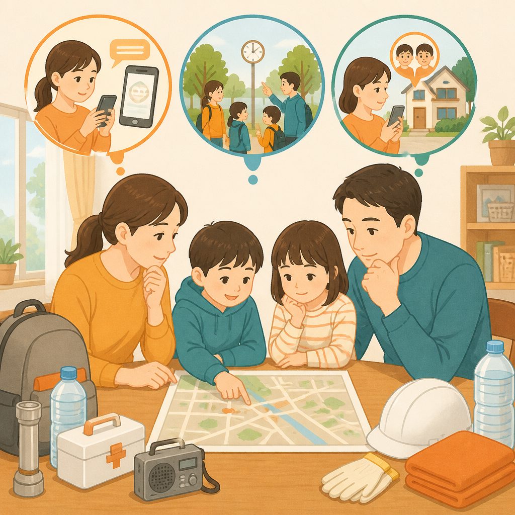 災害時の安否確認どうする?家族で決めておく3つのルールのイメージイラスト